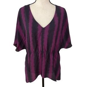 Green Ford  purple magenta/black silk blouse size L